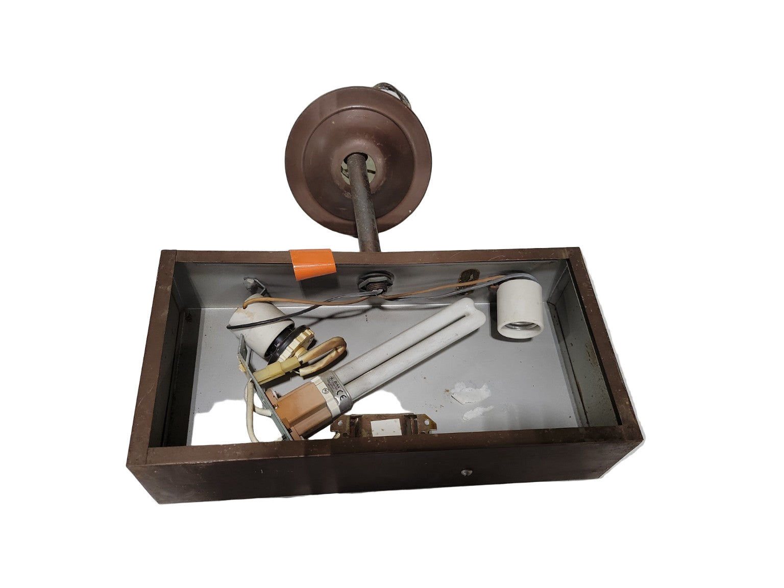 Vintage Industrial Fluorescent Wall or Ceiling Fixture Box – 12" x 13" x 5 ¼"