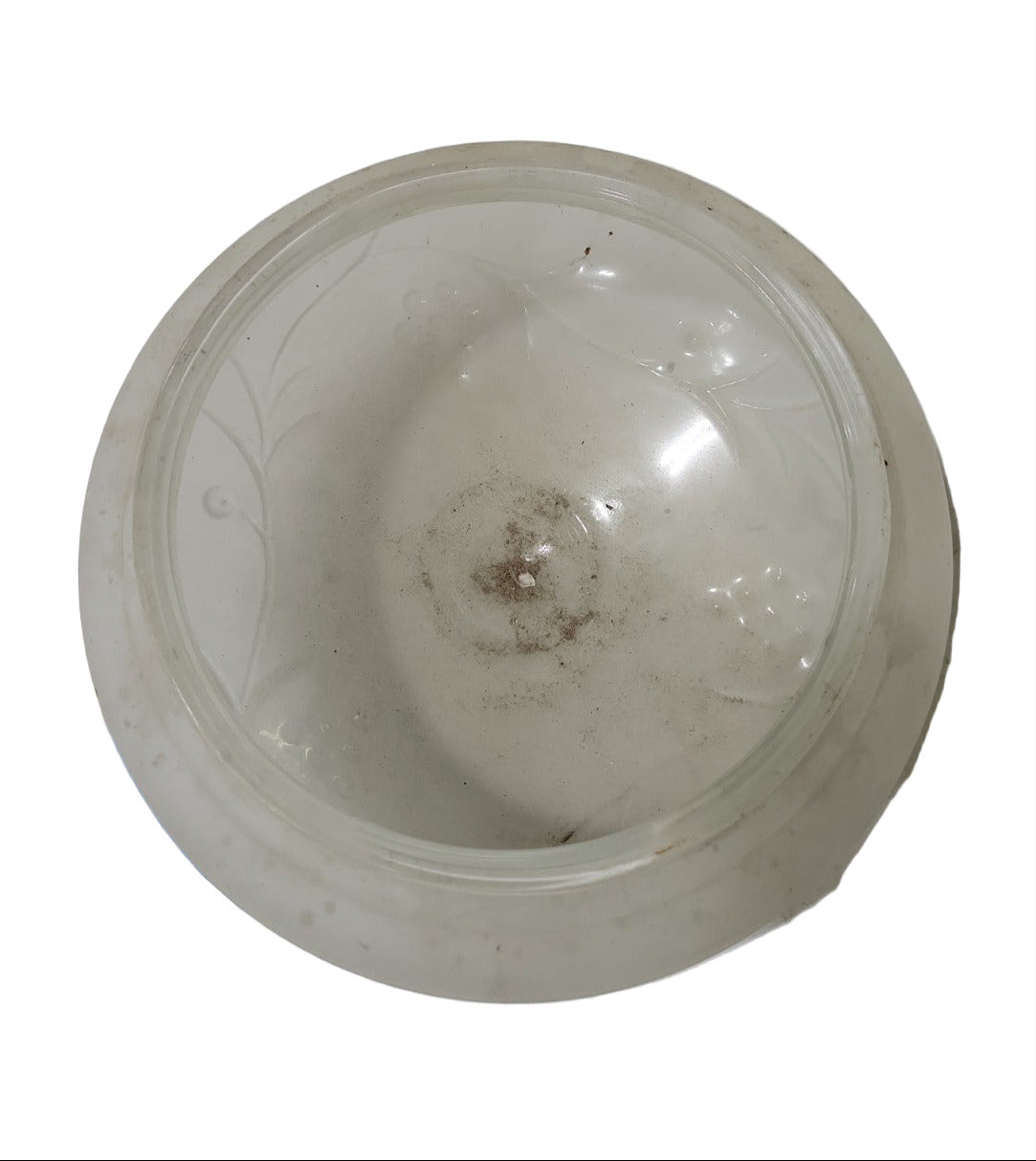 Vintage Frosted Embossed Glass Dome Shade – 8" Diameter x 4" Tall