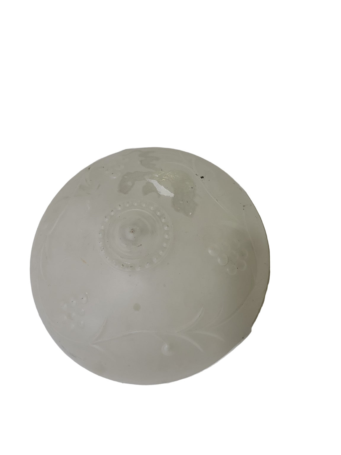 Vintage Frosted Embossed Glass Dome Shade – 8" Diameter x 4" Tall
