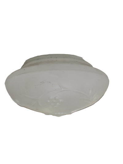Vintage Frosted Embossed Glass Dome Shade – 8" Diameter x 4" Tall