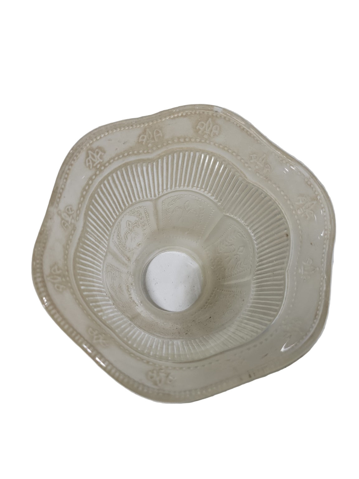 Antique Frosted Embossed Glass Tulip Shade – 5" Diameter x 4" Tall