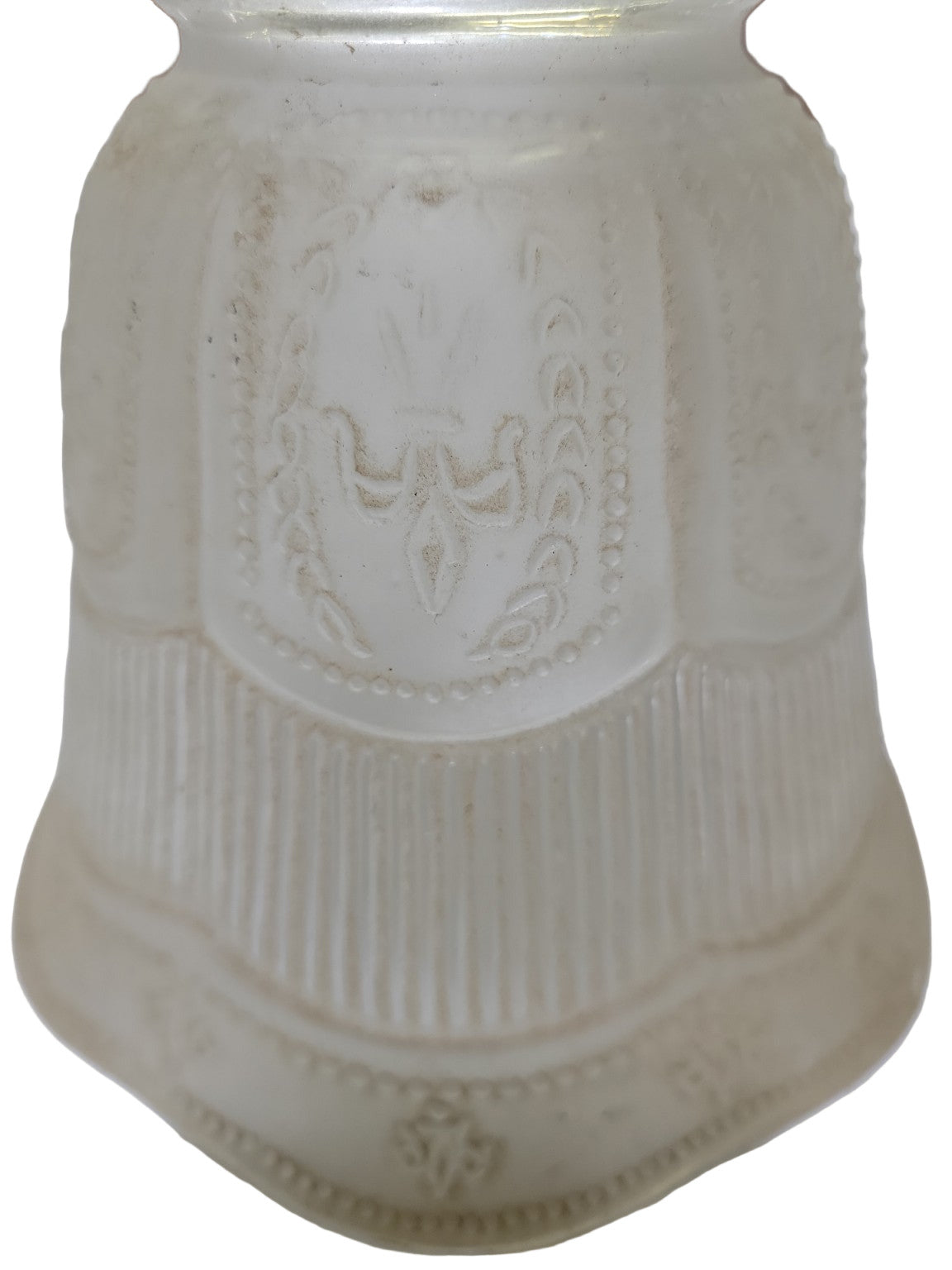 Antique Frosted Embossed Glass Tulip Shade – 5" Diameter x 4" Tall