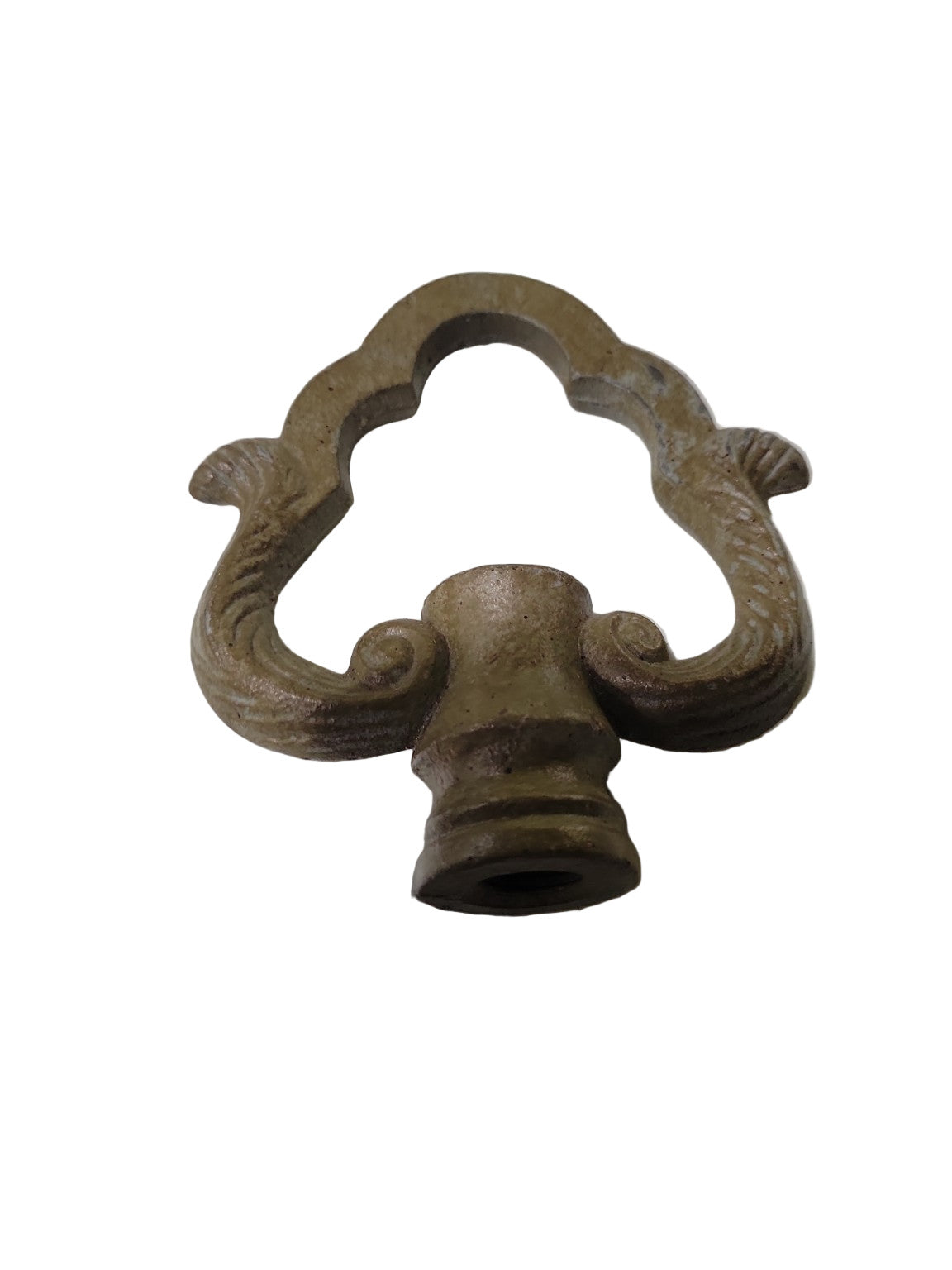 Antique Cast Brass Lamp Finial – Ornate Shell & Scroll Motif