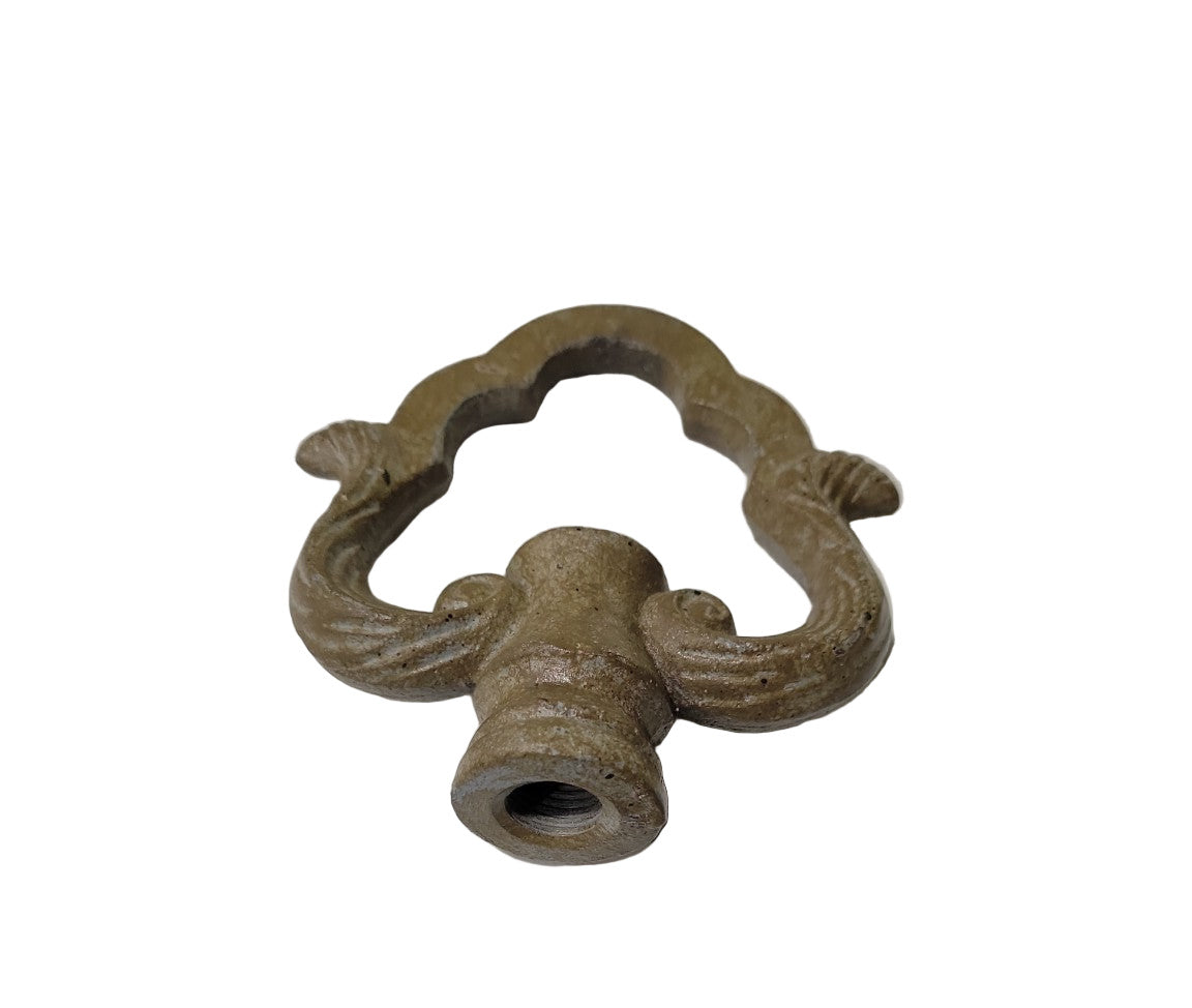 Antique Cast Brass Lamp Finial – Ornate Shell & Scroll Motif