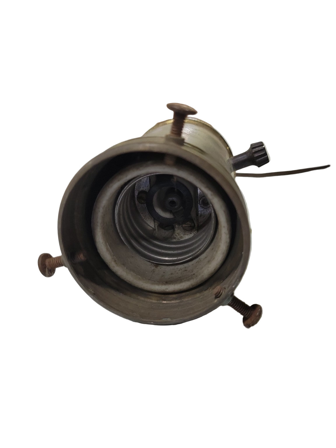 Antique Brass Lamp Socket with Turn Knob and Mounting Screws