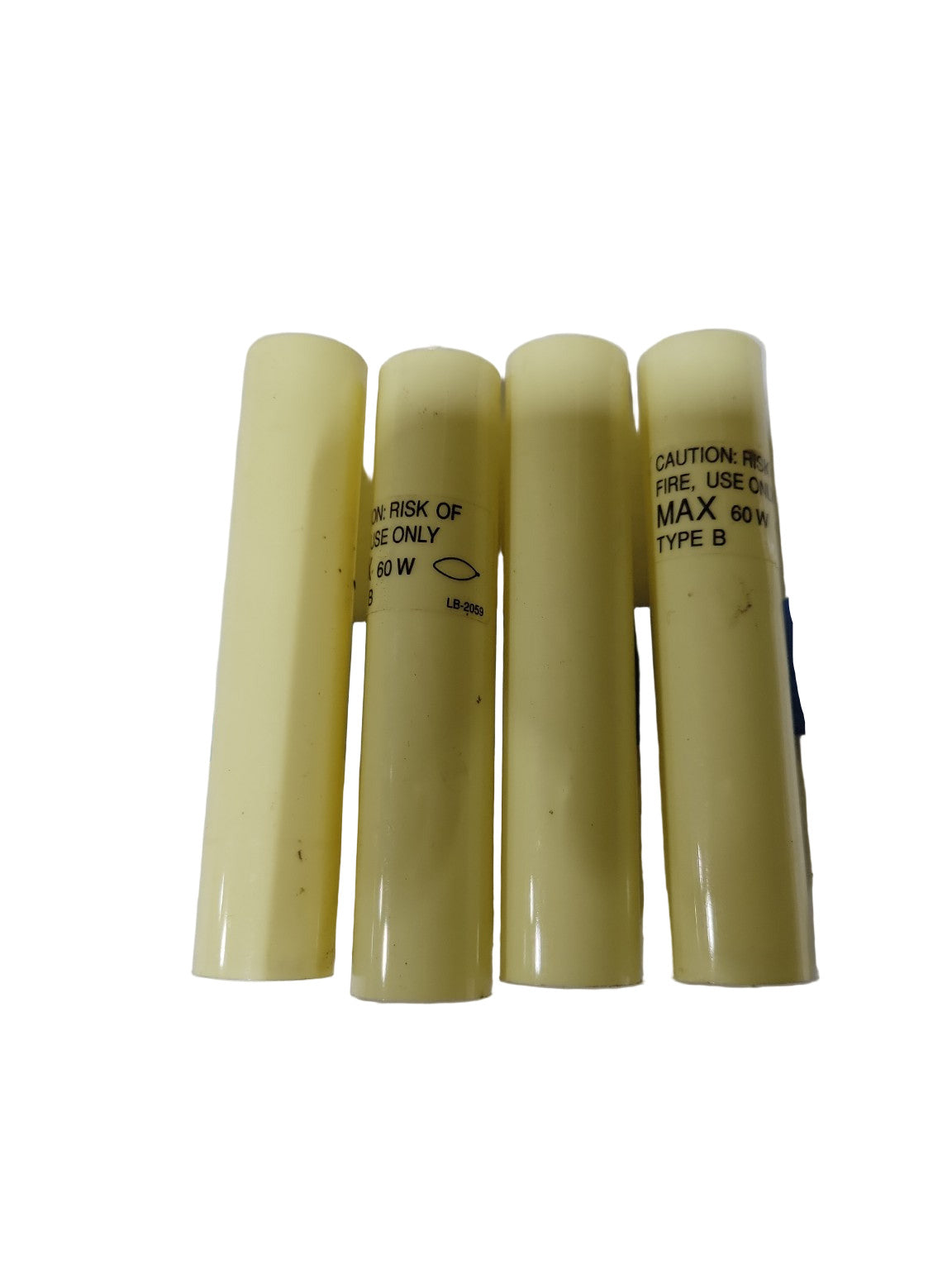 Set of Four Vintage-Style Candle Sleeves – Cream Plastic, 7/8" x 4 ⅛"