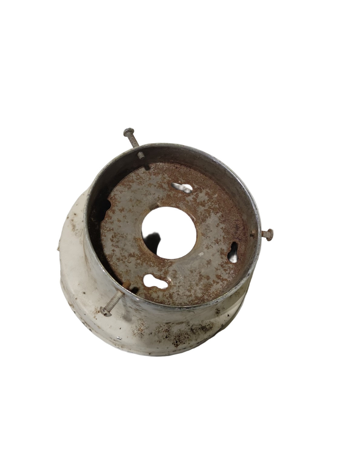 Vintage Metal Ceiling Fixture Mounting Base – White Enamel, 5 ⅝" Diameter