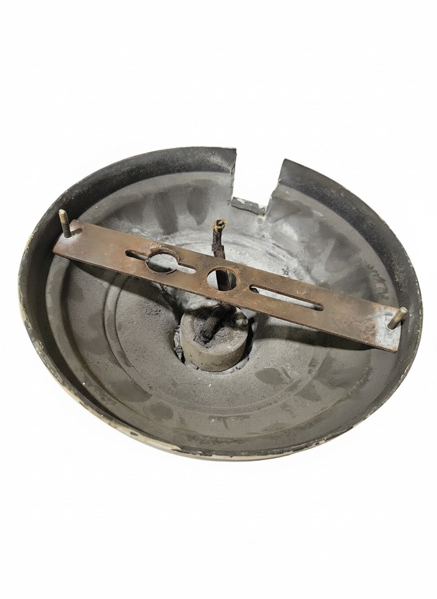Antique Cast Metal Ceiling Light Fixture Base – 8 ¼" Diameter with Distressed Paint