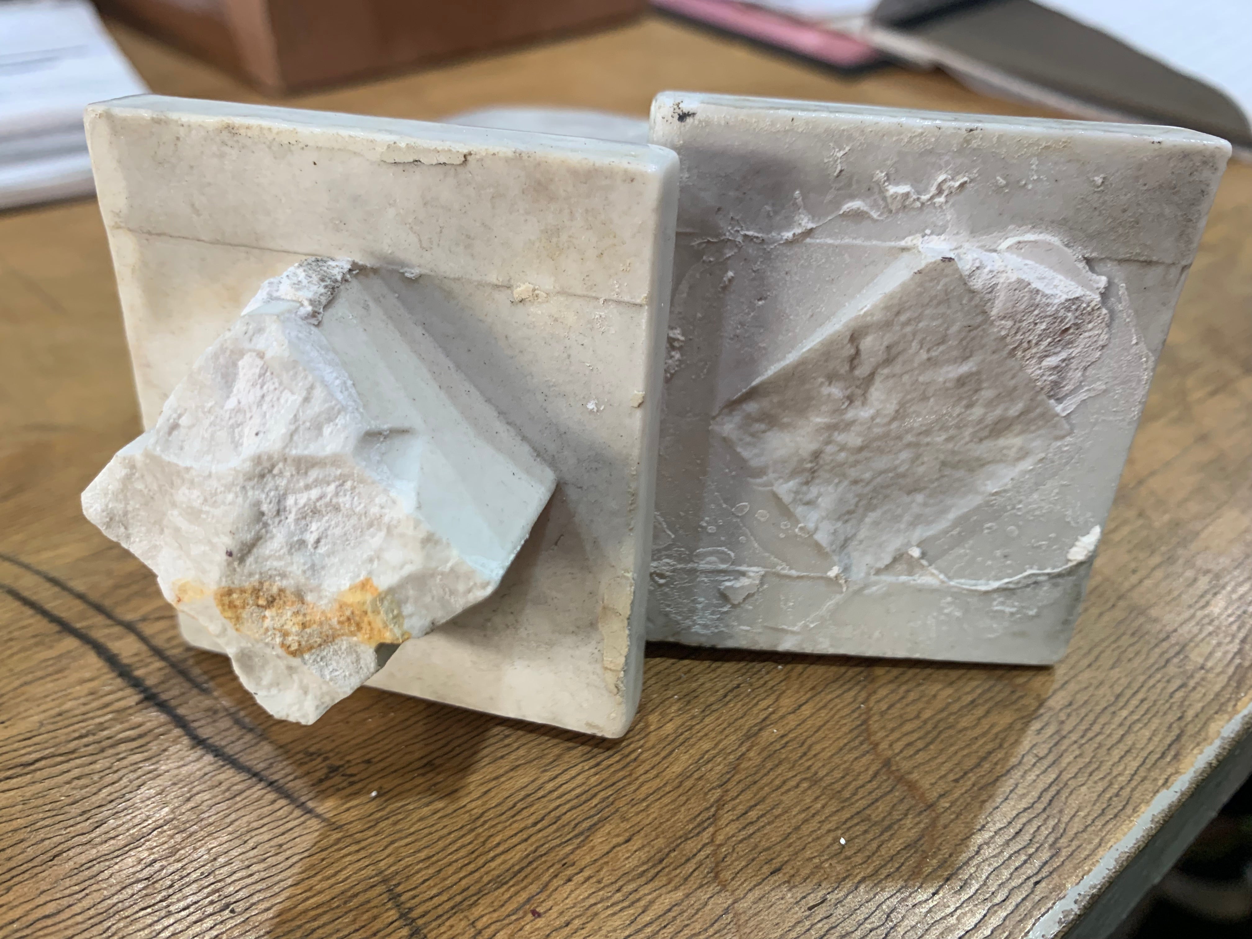 Set of 2 Vintage White Ceramic Towel Bar Holders