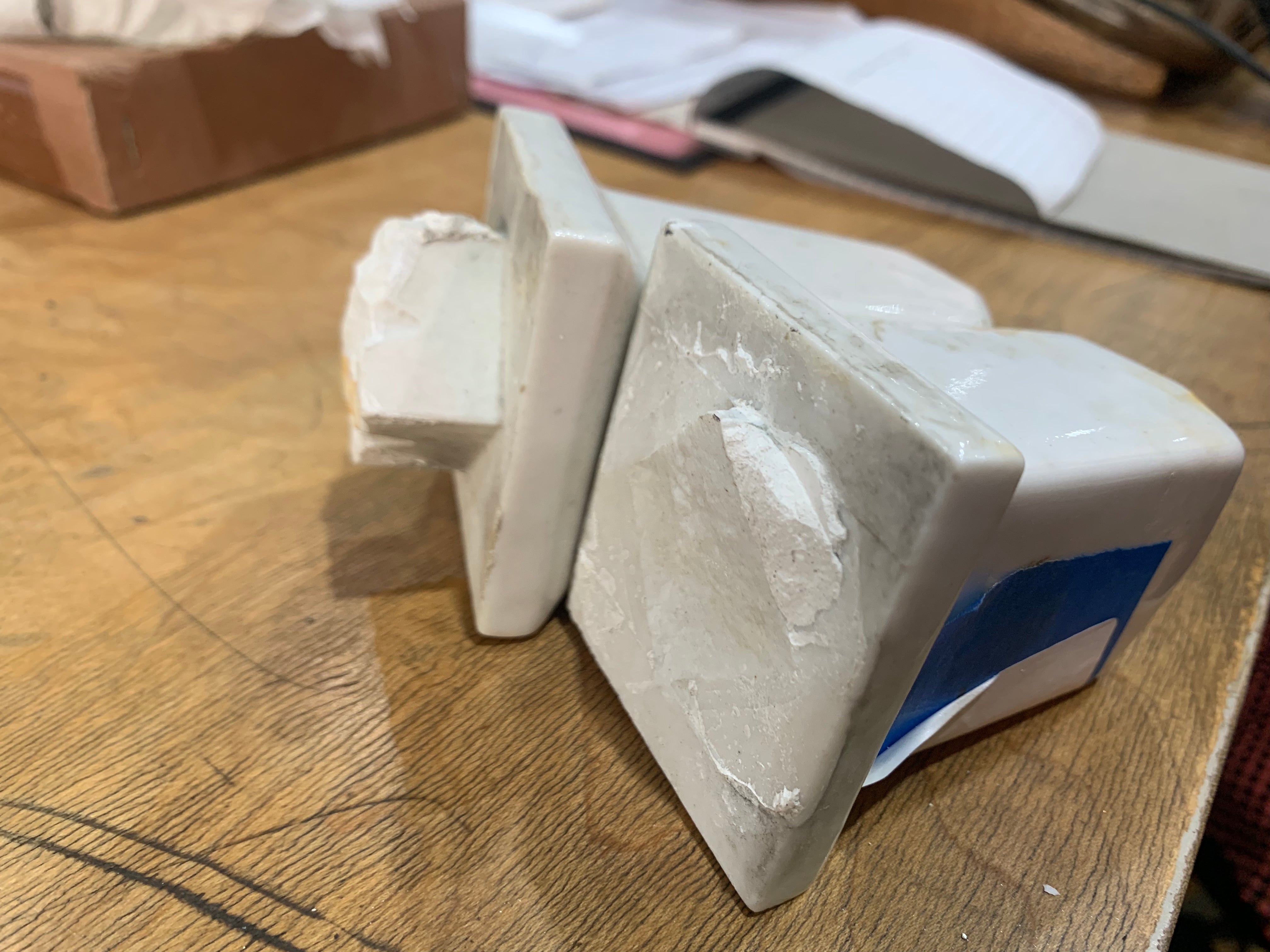 Set of 2 Vintage White Ceramic Towel Bar Holders