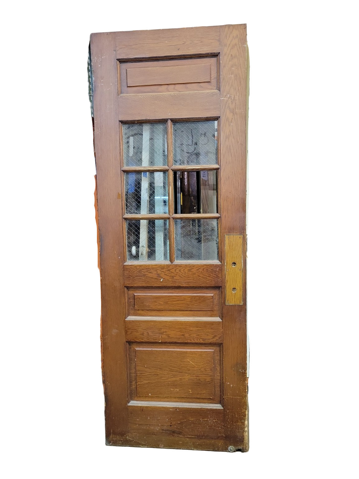 Antique Oak 9-Lite Wood Door with Safety Glass Panel