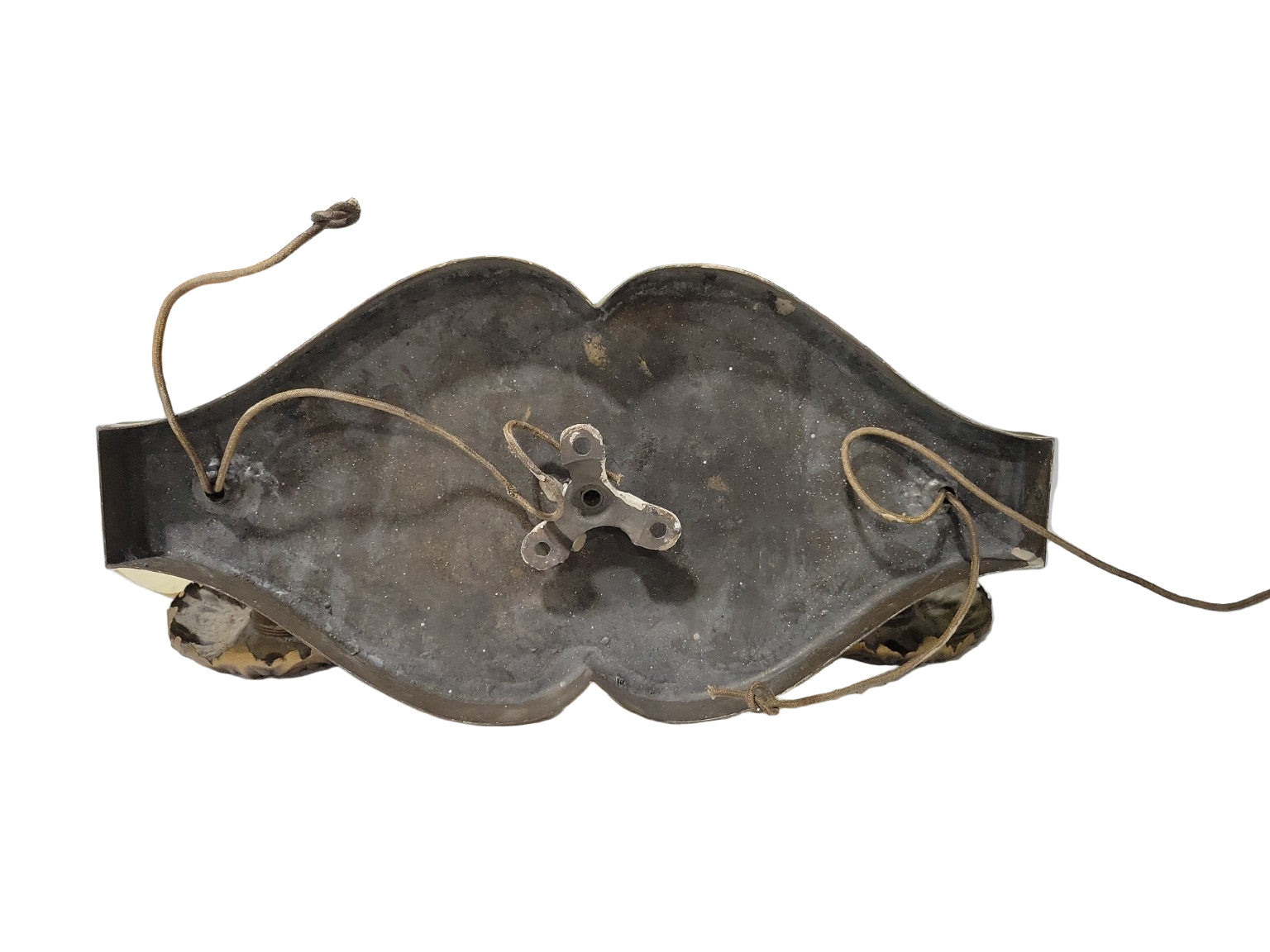 Antique Brass Color Double Arm Ceiling Light Fixture – Ornate Backplate, 14" x 7" x 6"