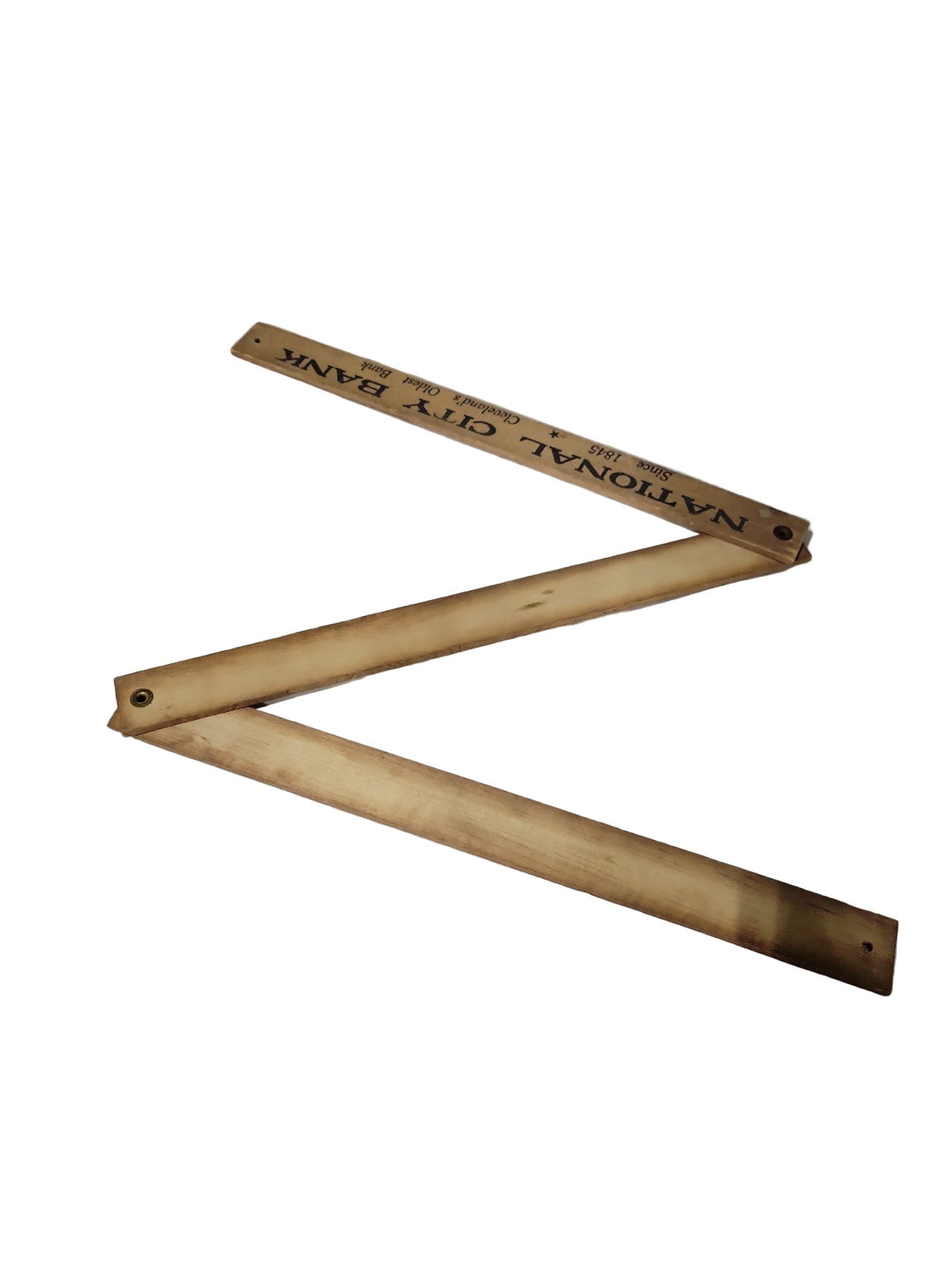 Vintage National City Bank Folding Wooden Yardstick – 36"