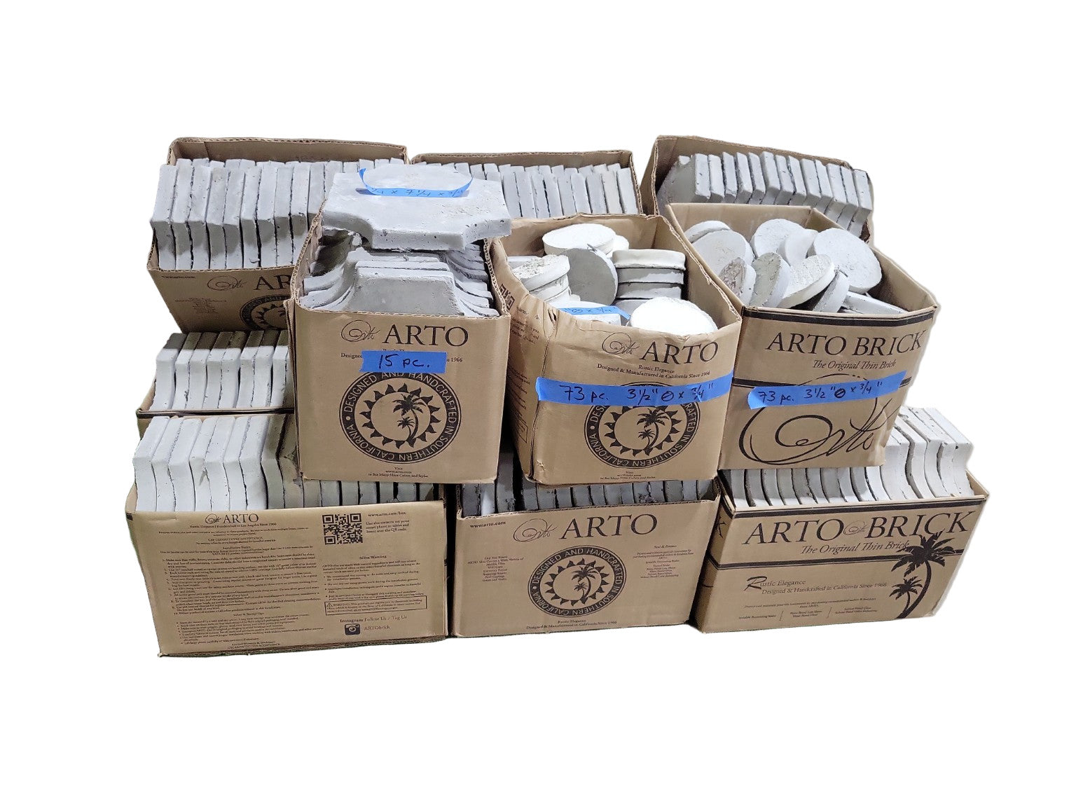 Arto Handcrafted Concrete Tile Lot – Round & Rectangular Set