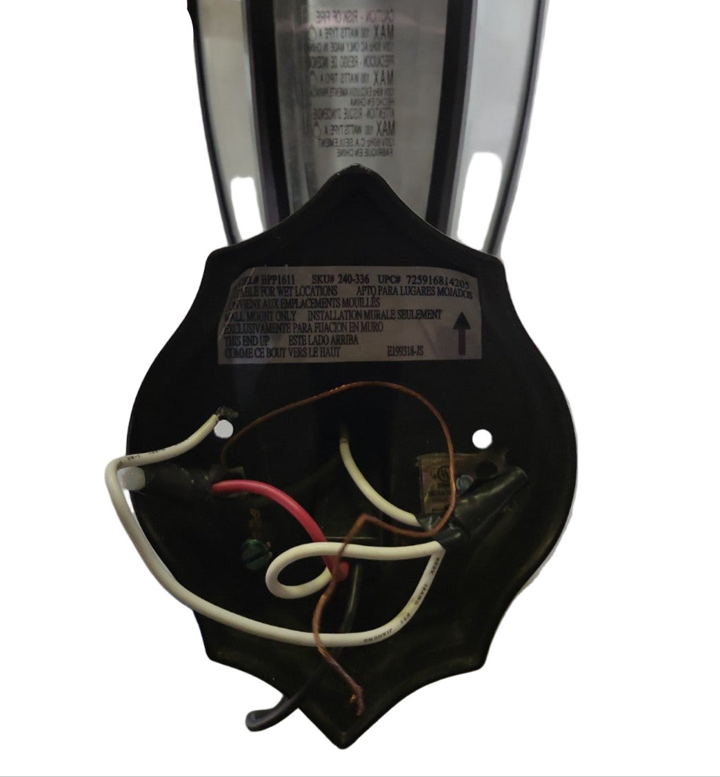 Traditional Black Outdoor Wall Lantern – Missing Finial (5 ¾" x 7" x 13")