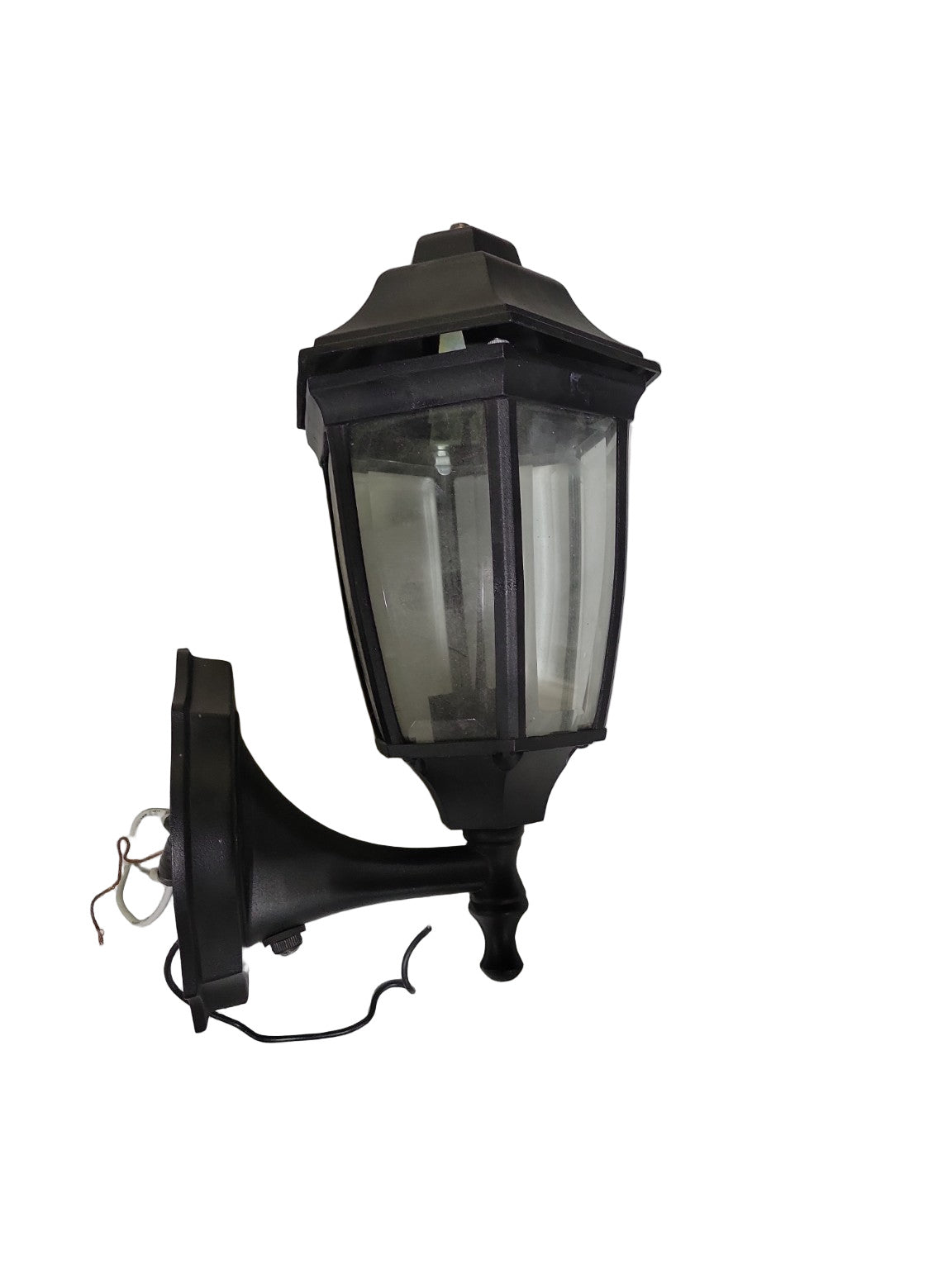 Traditional Black Outdoor Wall Lantern – Missing Finial (5 ¾" x 7" x 13")