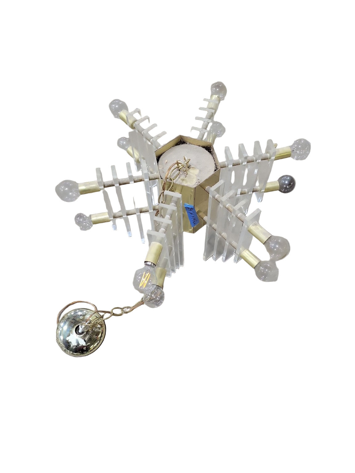 Mid-Century Modern Lucite and Brass Sputnik Chandelier – 24" Ø x 14 ¼" H