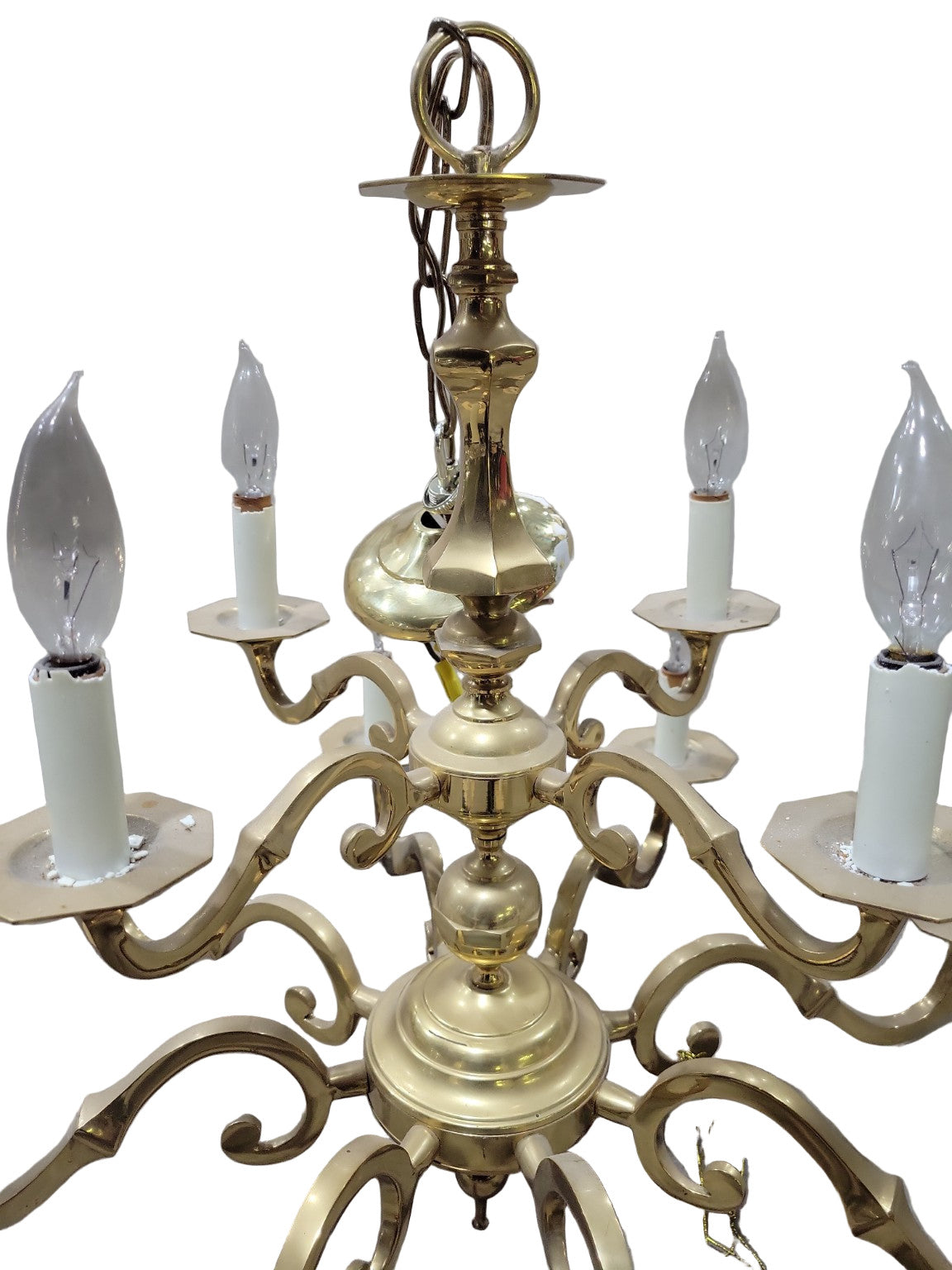 Large Two-Tier Brass Colonial Revival Chandelier – 24" Ø x 24" H