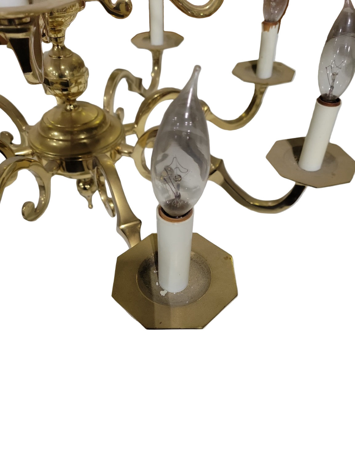 Large Two-Tier Brass Colonial Revival Chandelier – 24" Ø x 24" H