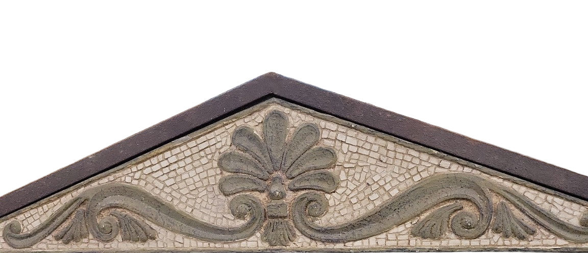 Antique Wrought Iron & Tile Crest Mirror with Shell Motif