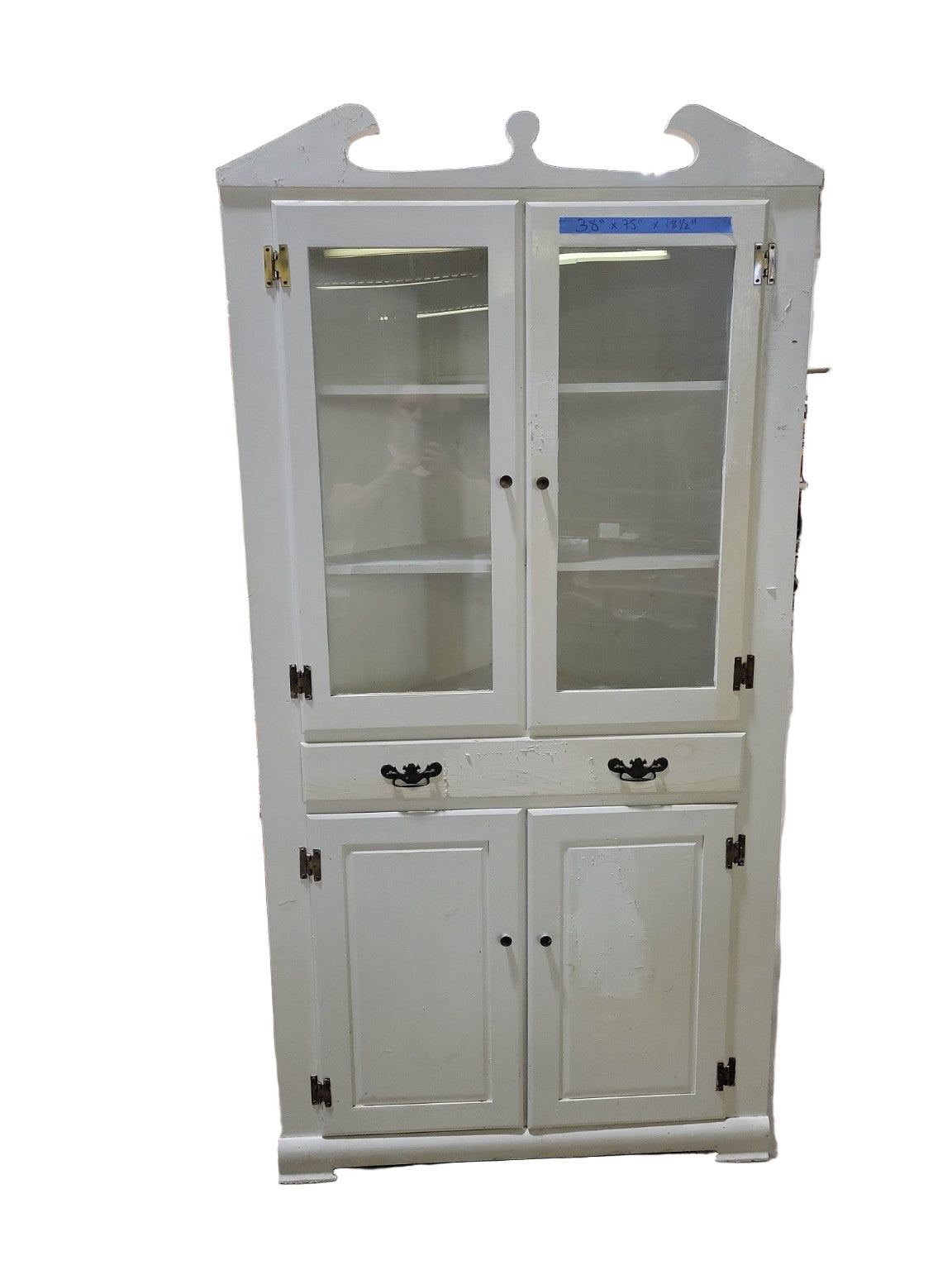 Vintage Painted Corner China Cabinet