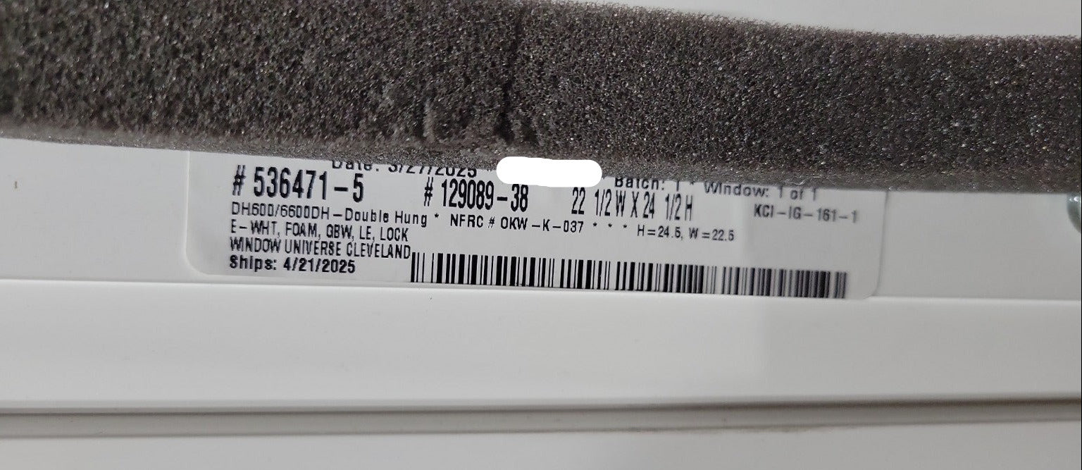 Vinyl Double-Hung Replacement Window – Low-E Glass (22 ½" x 24 ¾" x 4 ¼")