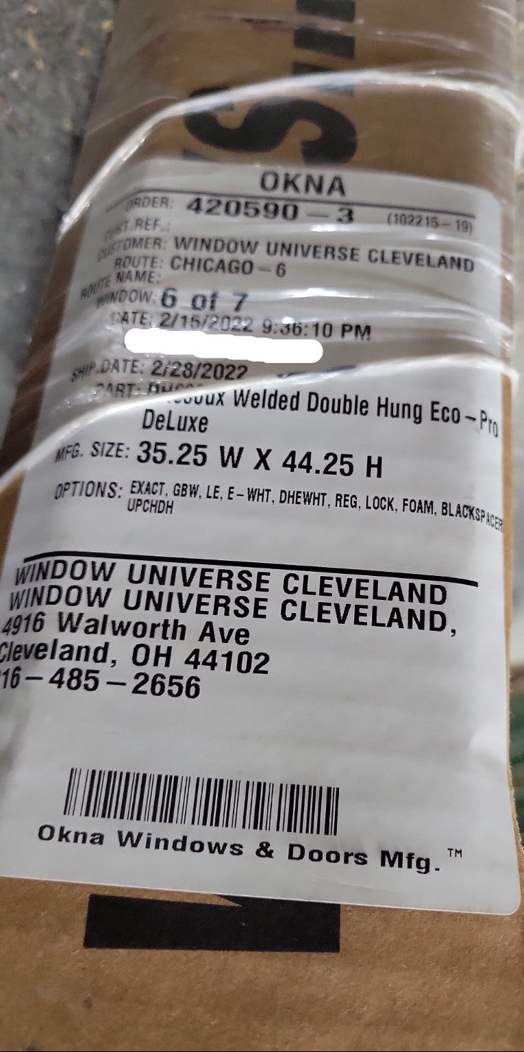 OKNA Deluxe Eco-Pro Double-Hung Window – Low-E Argon Glass (35 ¾ x 44 ¼ x 4 ¼)