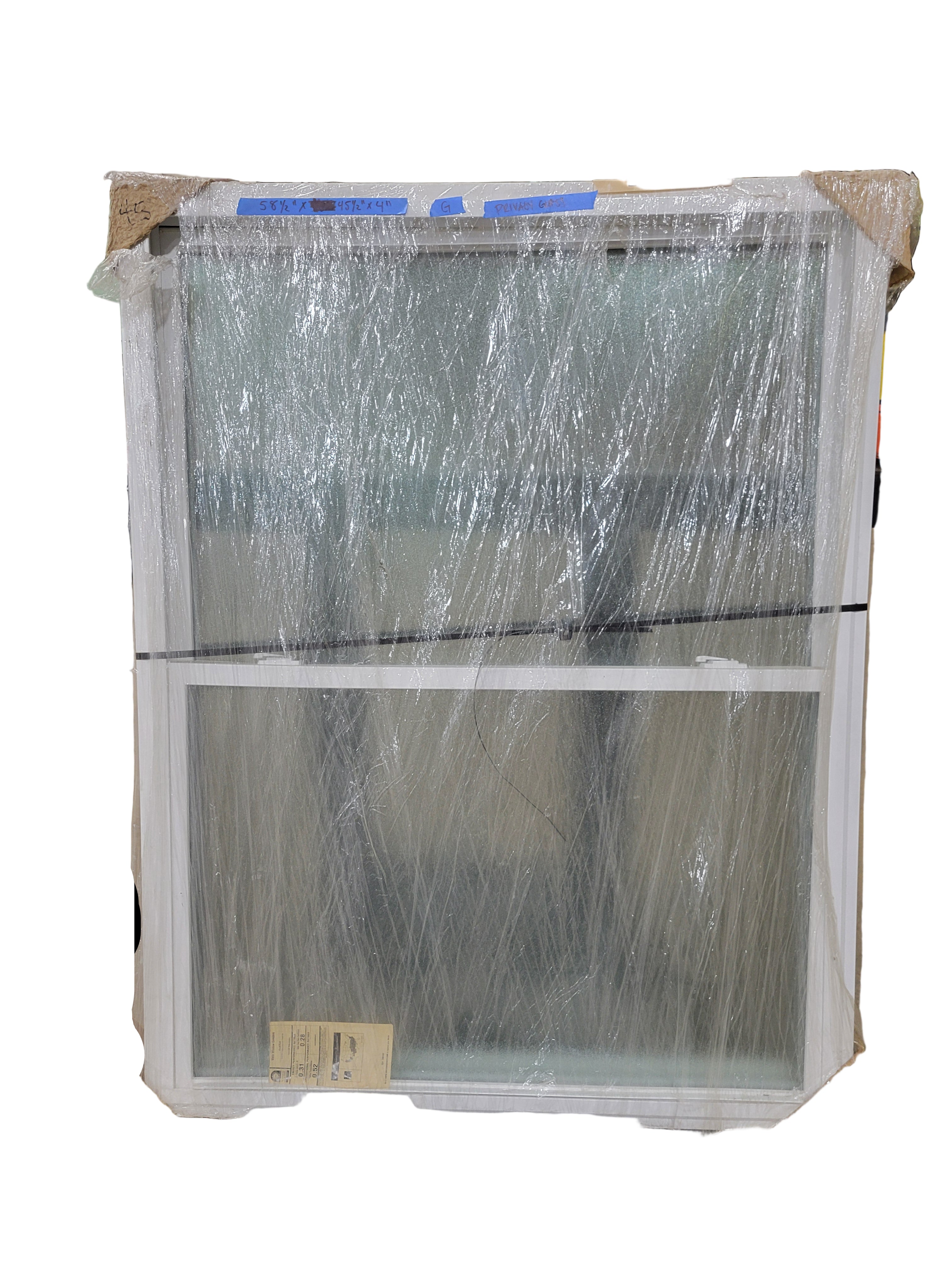 Vista Window Company “Polar Plus” Double-Hung Vinyl Window – Privacy Glass, Low-E Argon (58 ½" x 45 ½" x 4") <br>