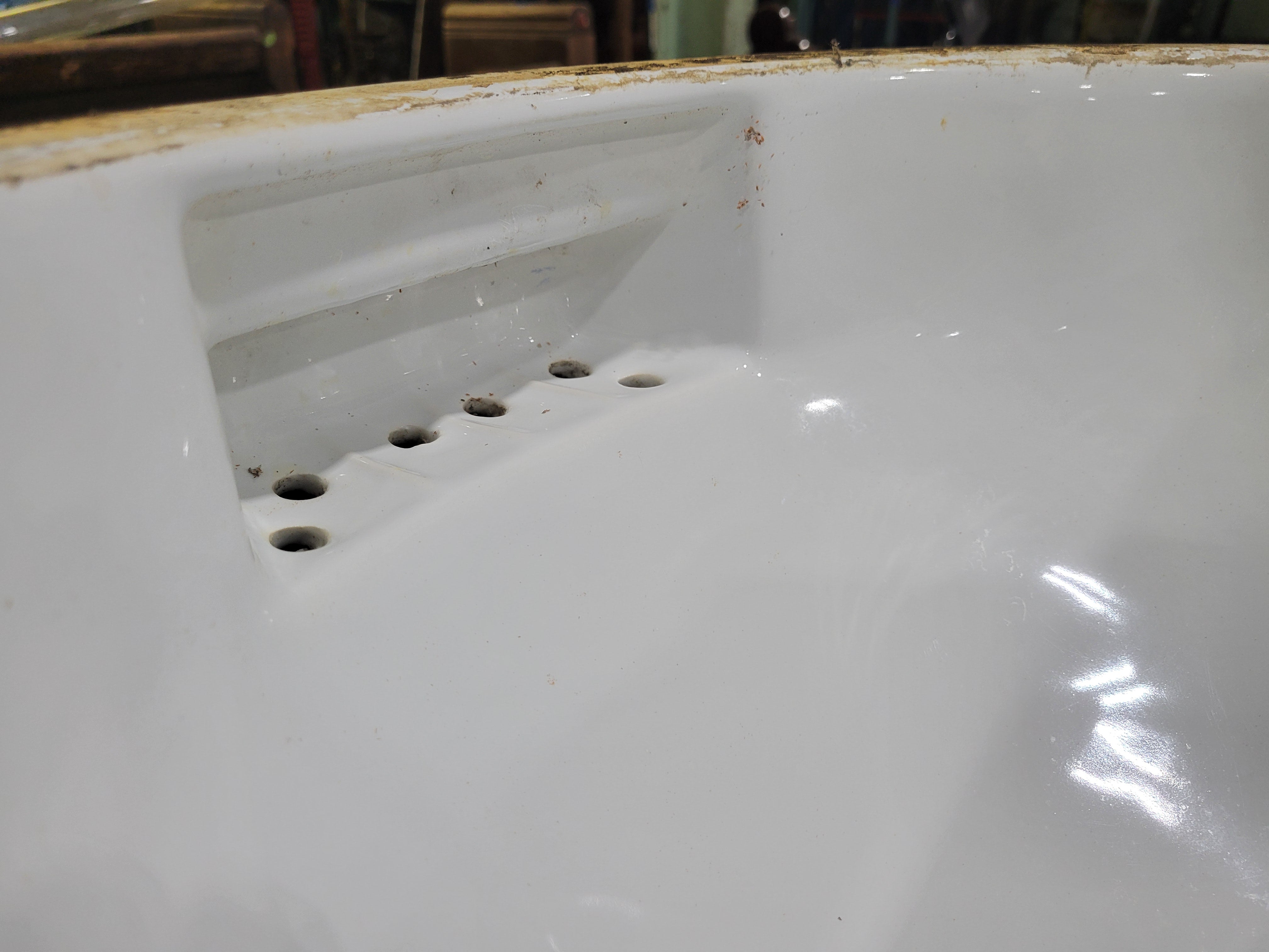 Crane Vitreous China Undermount Bathroom Sink with Integrated Soap Dish in Overflow (19 ¼" x 17 ½" x 10")
