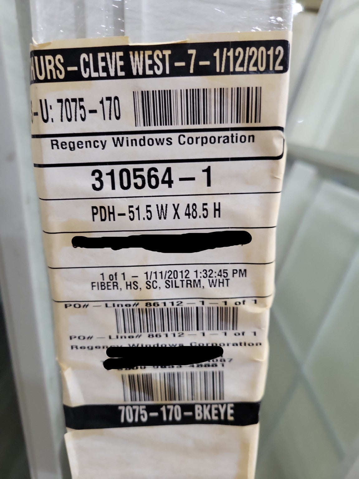 Regency Windows Corporation Double Hung Vinyl Window – 51.5" x 48.5" White Frame (2012 Production)