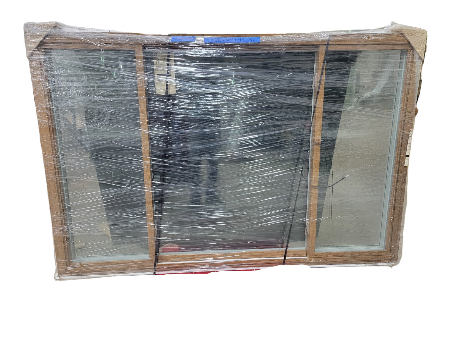 Regency Windows Corporation Picture Window – Oak Grain Vinyl Frame, 76½" x 50" x 4"