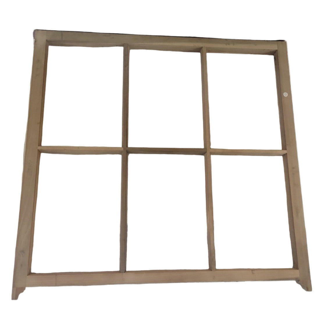 Large 6-Lite Wood Window Frame – Modern Reproduction with Decorative Horn Detail