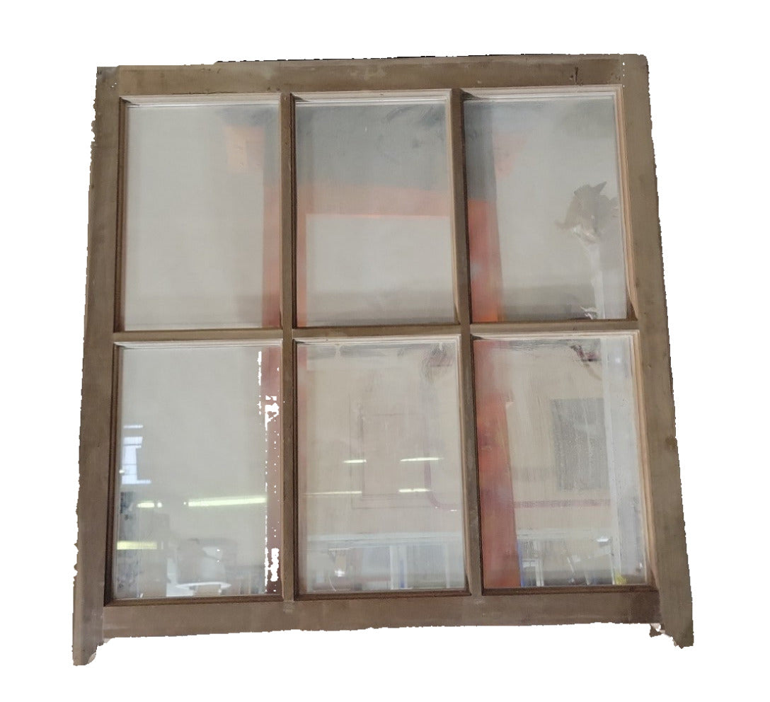 6-Lite Wood Window Frame with Dual-Pane Glazing and Decorative Horn Detail