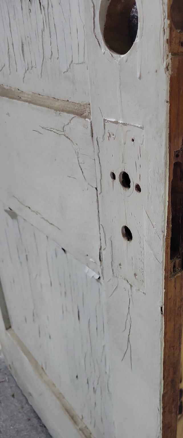 Antique 2-Panel Solid Wood Door – Two-Tone with Original Hardware Cutouts