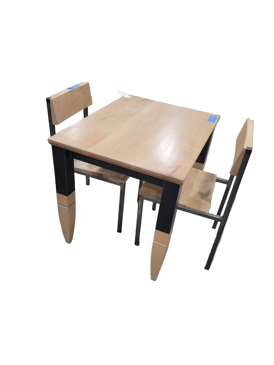 Handcrafted Solid Maple and Steel Dining Set – Cleveland Artisan Made (Table with Two Chairs)