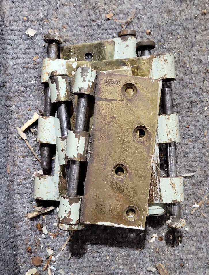 Antique French Doors with Brass Hardware and Frosted Glass Film