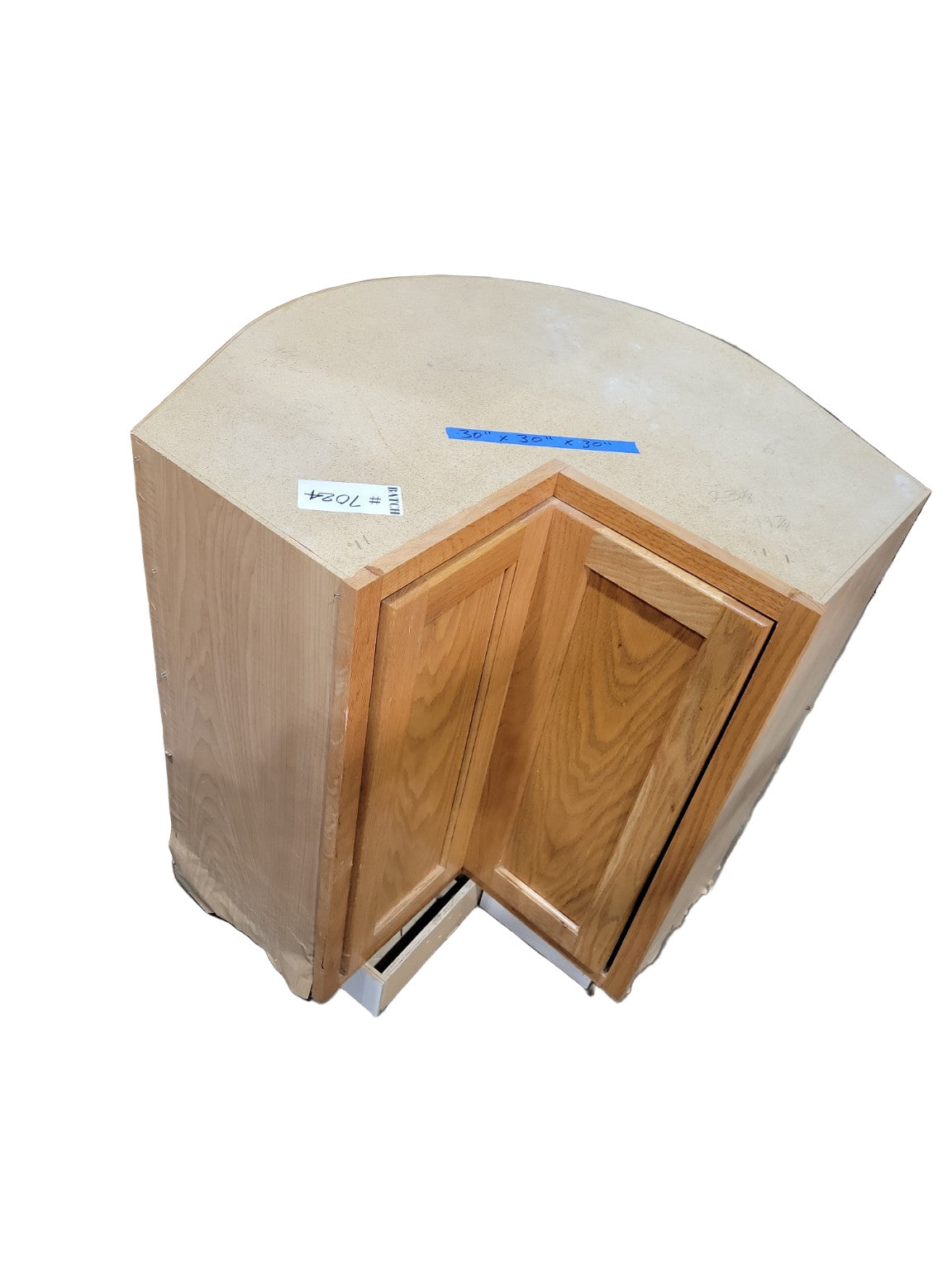 Complete Honey Oak Kitchen Cabinet Set with Off-White Laminate Countertops