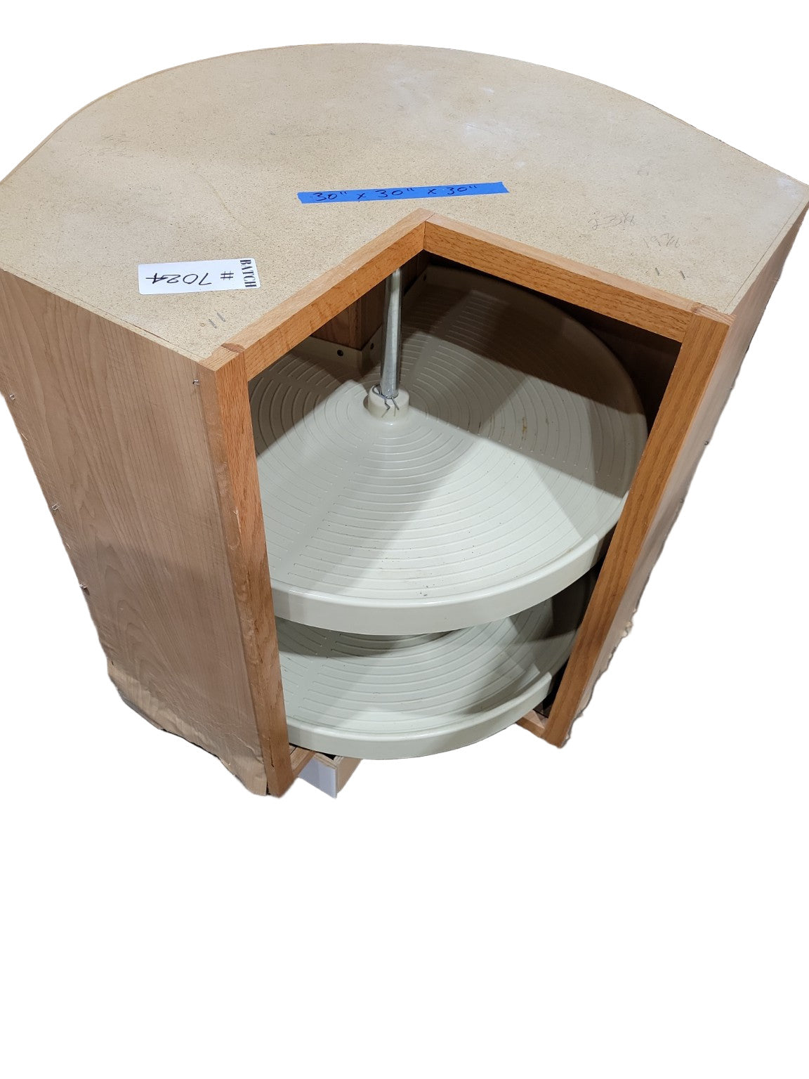 Complete Honey Oak Kitchen Cabinet Set with Off-White Laminate Countertops