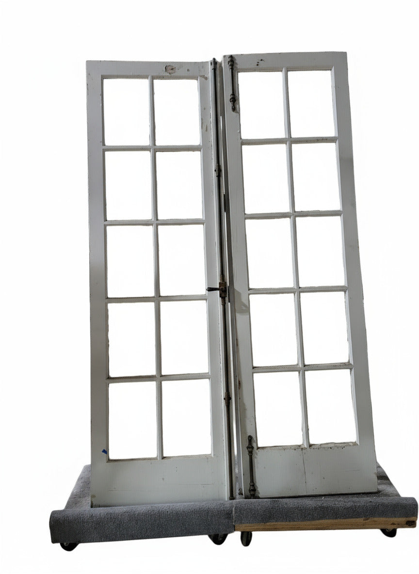 Antique French 10-Lite Double Doors with Brass Cremone Bolt and Original Hardware – From a Meade & Hamilton Designed Home