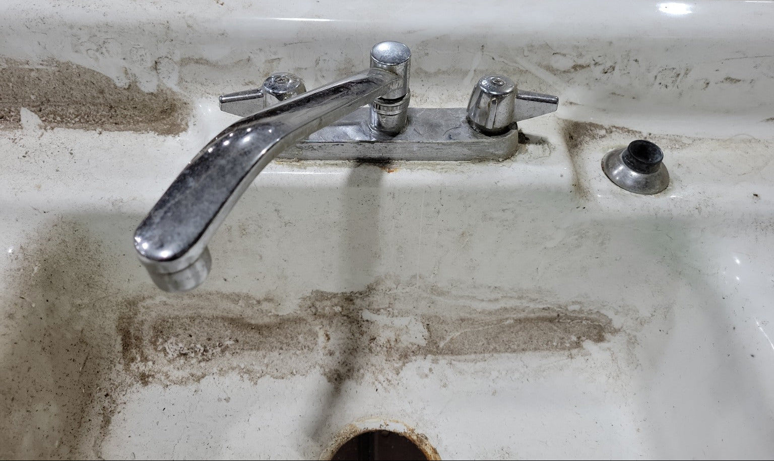 Vintage Double Drainboard Cast Iron Sink with Faucet – 60" x 24" x 16"