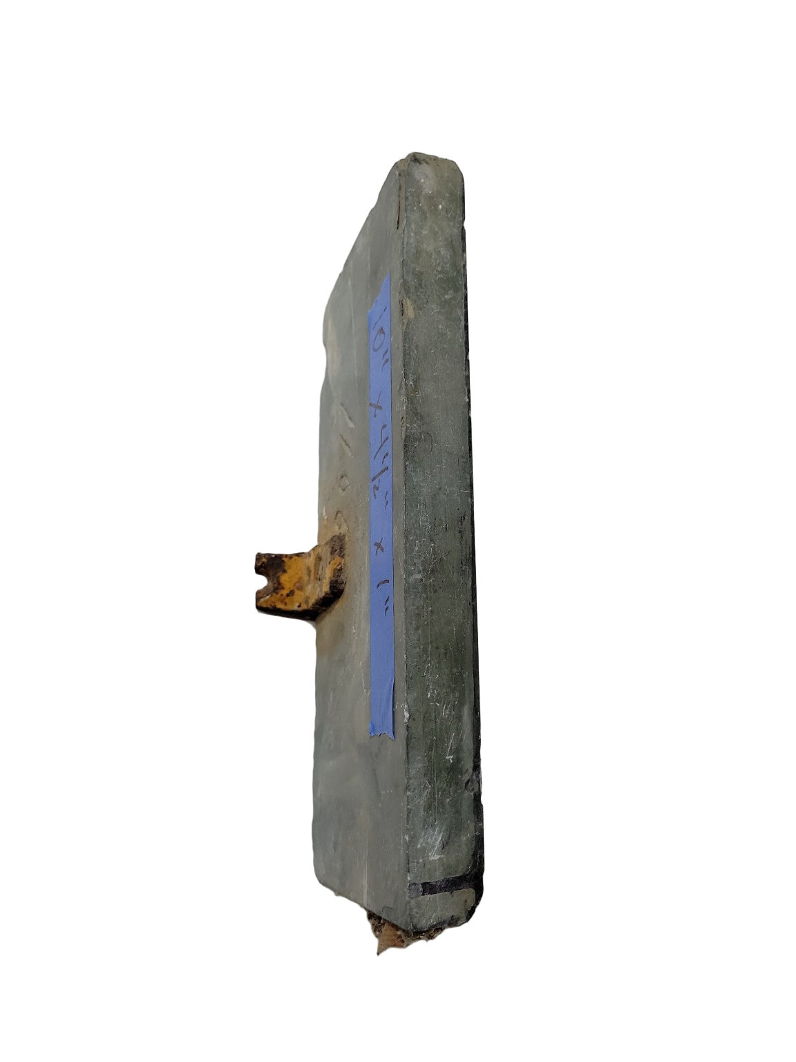 Antique Slate Window Sill or Shelf Fragment with Iron Mount – 10" x 4½" x 1"