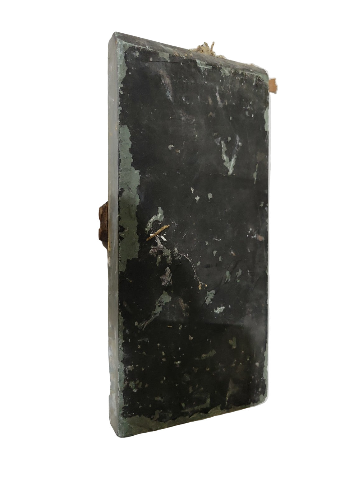 Antique Slate Window Sill or Shelf Fragment with Iron Mount – 10" x 4½" x 1"