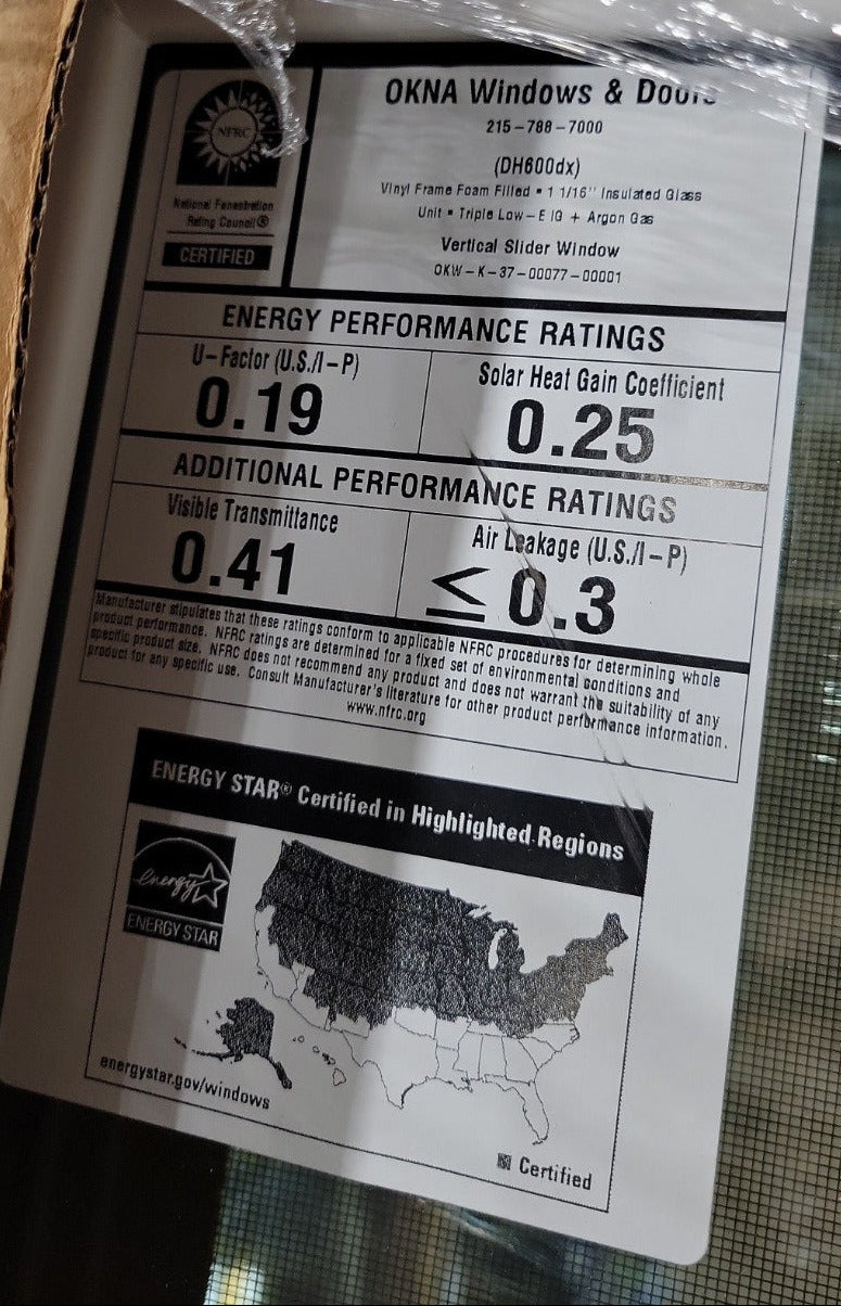 OKNA Double-Hung Vinyl Window Unit – 57" x 39"