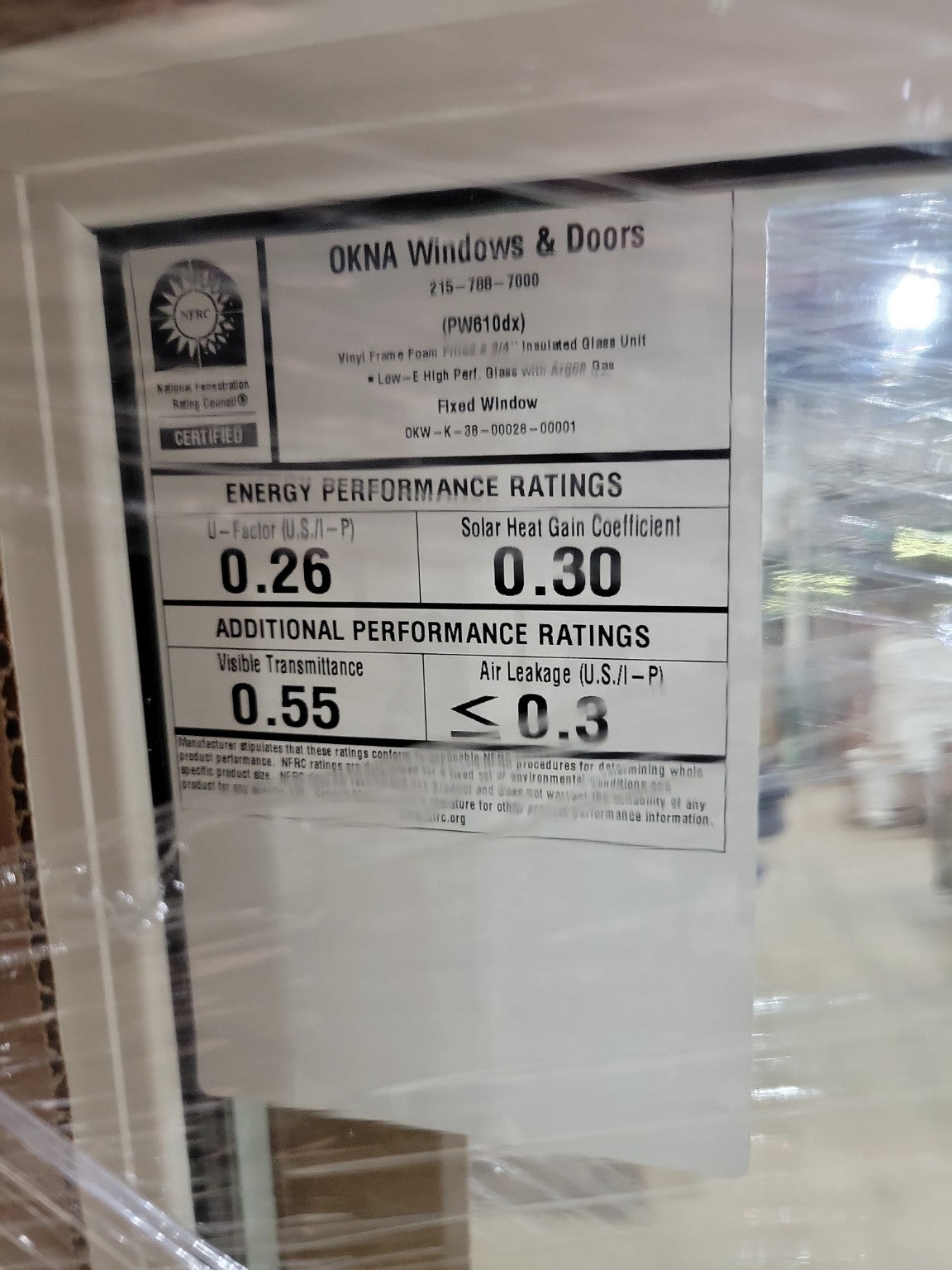 OKNA PW610DX Fixed Picture Window – 35 ¼" x 53 ½"