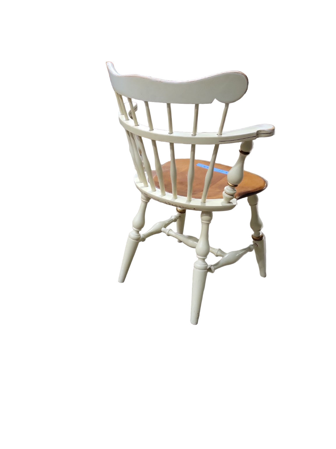 Vintage Colonial Windsor-Style Armchair – Two-Tone Wood and Cream Finish