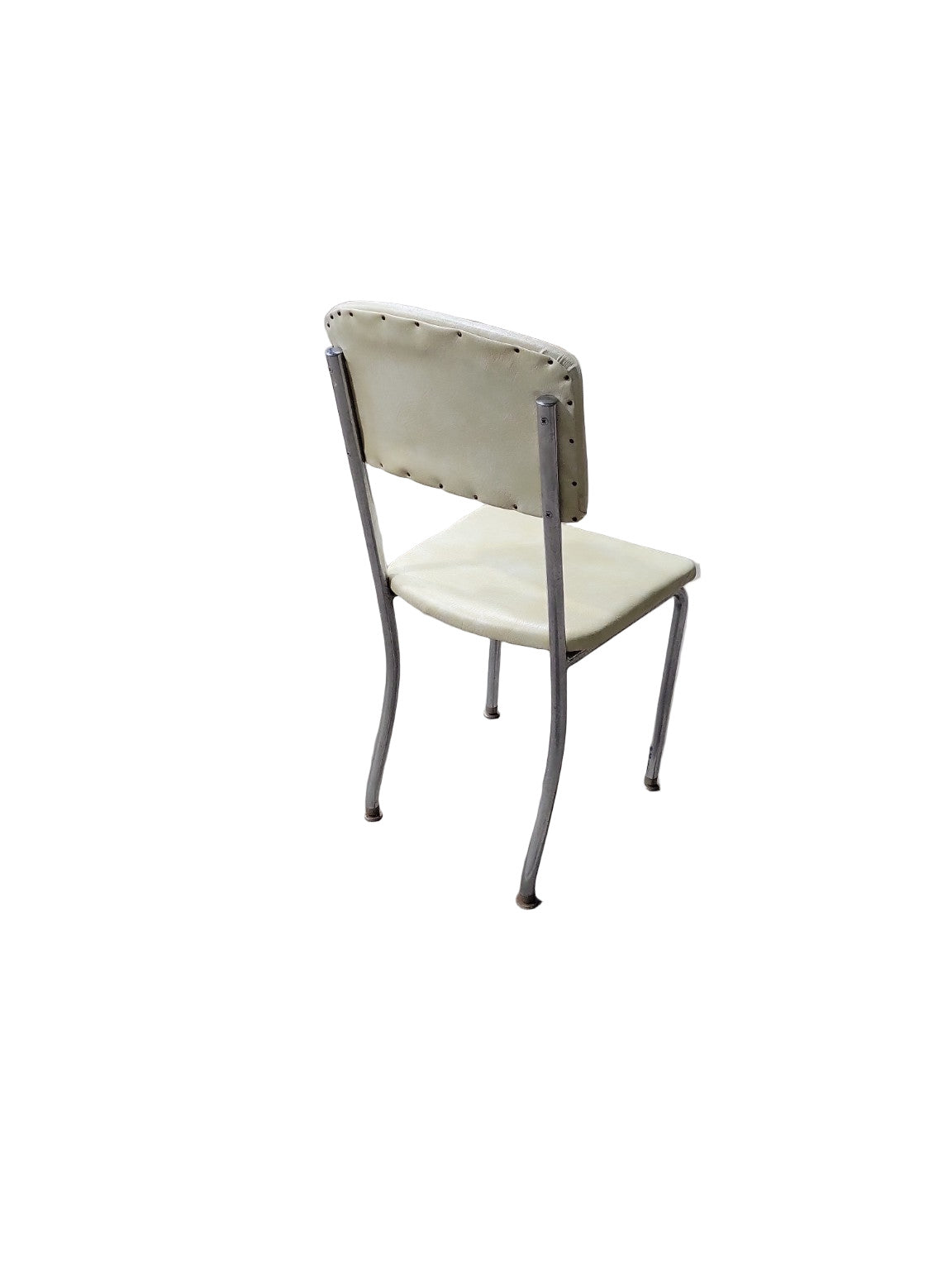 Mid-Century Chrome Diner Chair – Cream Vinyl Upholstery