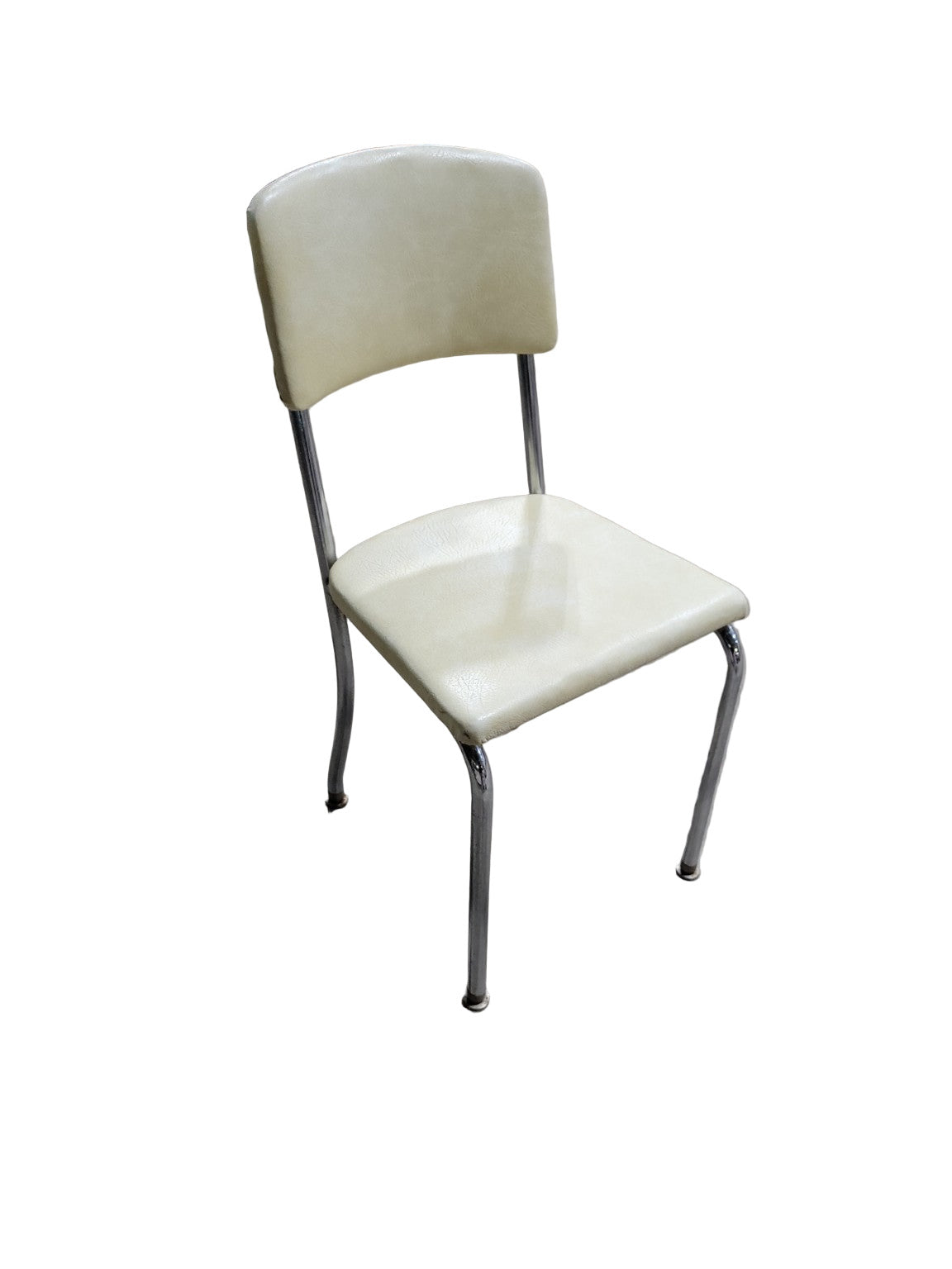 Mid-Century Chrome Diner Chair – Cream Vinyl Upholstery