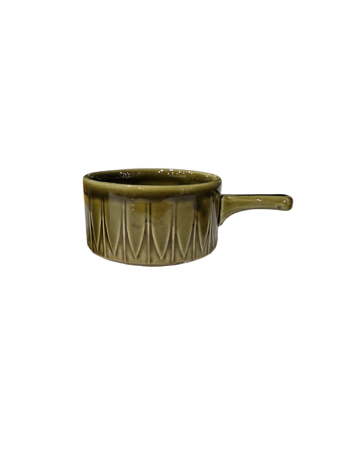 Set of 3 Mid-Century English Stoneware Soup Bowls – Olive Green Glaze