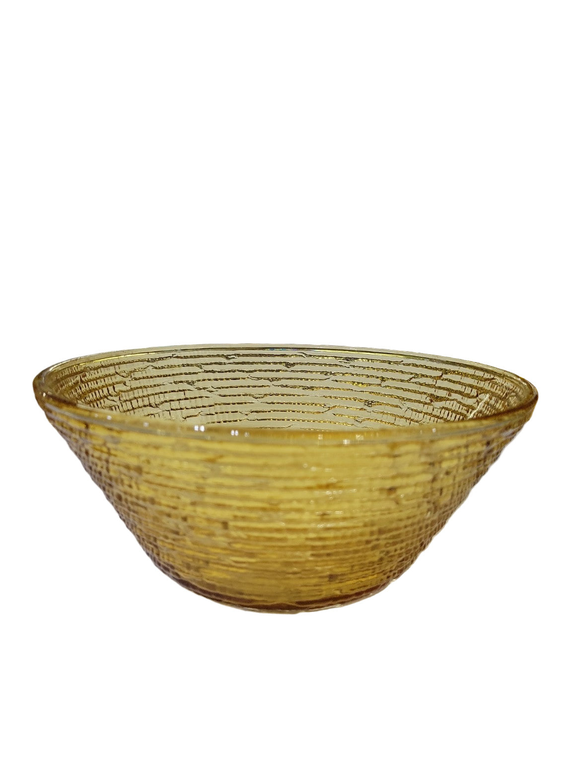Vintage Amber Textured Glass Mixing or Serving Bowl – Ribbed Swirl Design