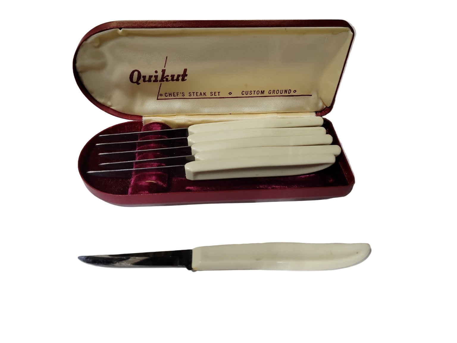 Vintage Quikut Chef’s Steak Knife Set – 6-Piece in Red Presentation Case